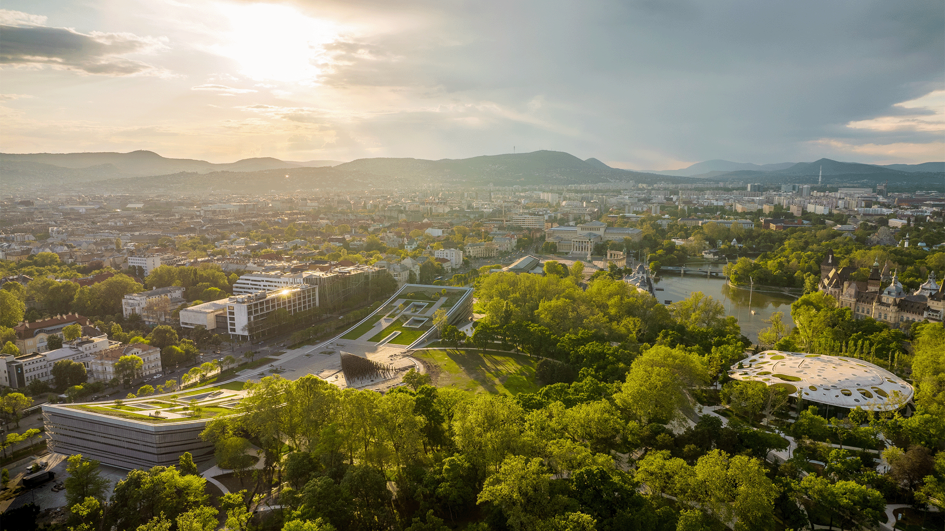 Ugyanaz a városi táj zöld, élő környezetben